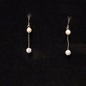 Pearl and crystalline ball drop earrings
